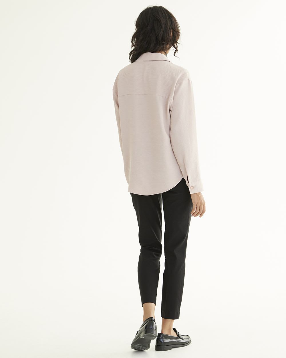 Loose Blouse with V Shirt Collar