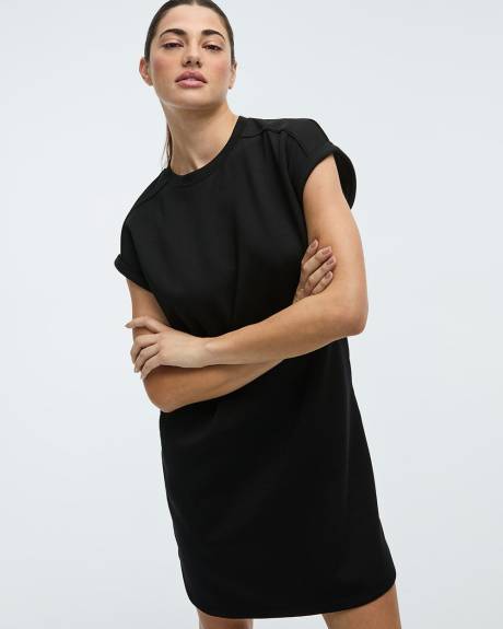 Extended-Sleeve Crew-Neck Dress with Pockets - Hyba