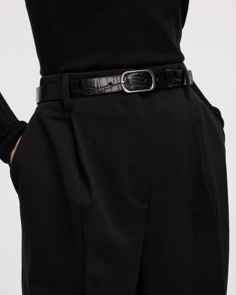 Faux Crocodile Leather Belt