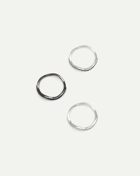 3-Pack Delicate Rings with Stones