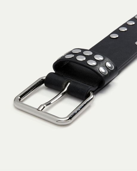 Faux Leather Belt with Studs