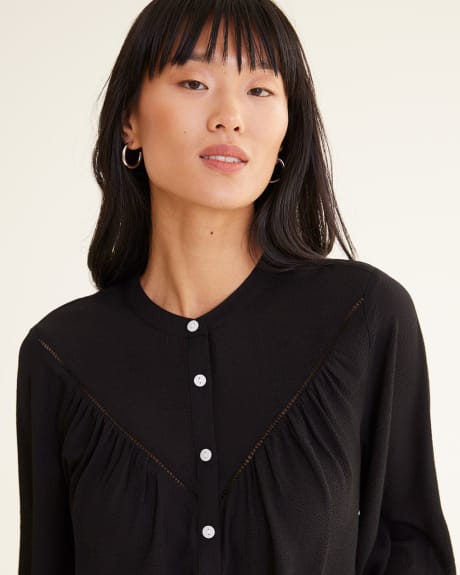 Long-Sleeve Blouse with High-Low Hem