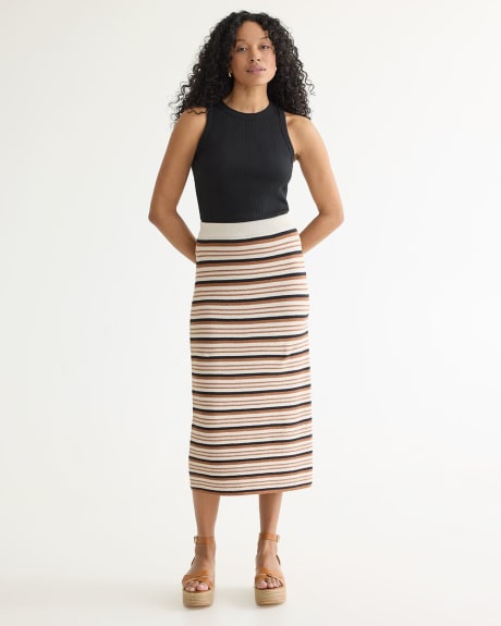 Fitted Knit Midi Skirt
