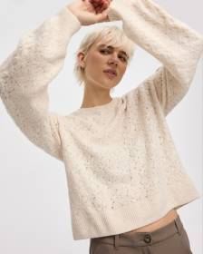 Long-Balloon-Sleeve Boat-Neck Pullover