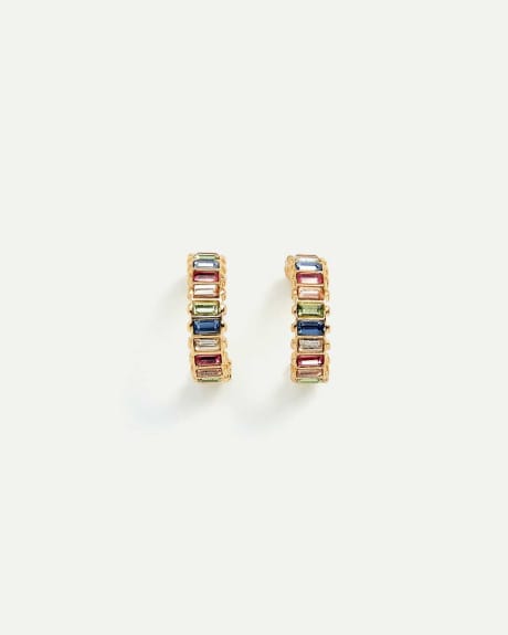 Multicolour Stone Hoop Earrings