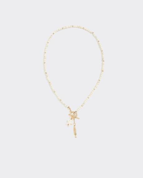 Collier court en pierres et perles