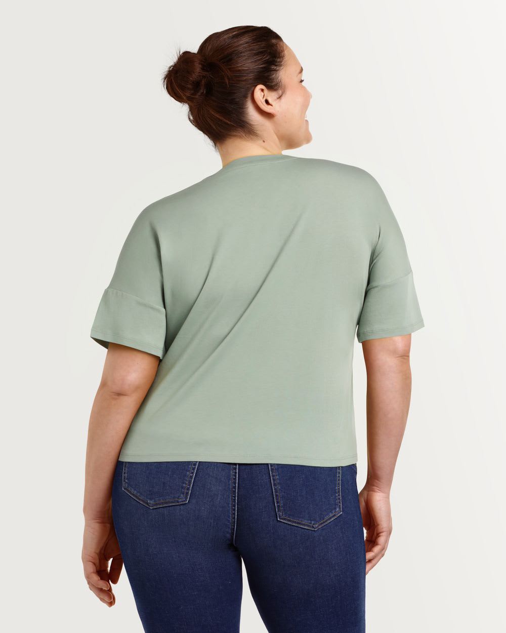 T-shirt en coton et modal à manches courtes et encolure ronde R Essentials