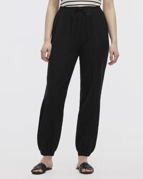 Pantalon jogger en mélange de lin - Petite