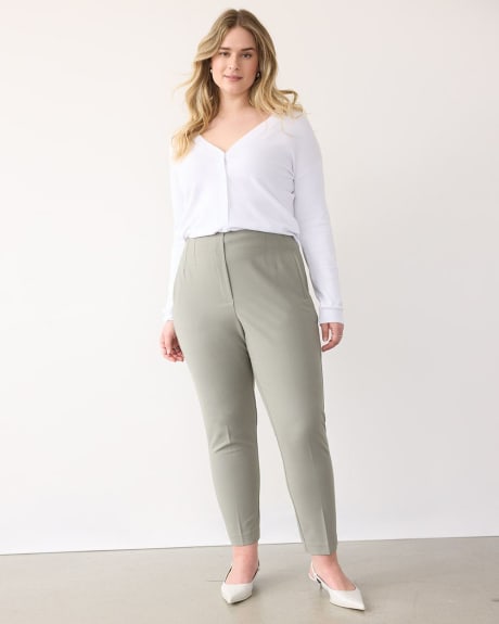Casual Pants Women Ankle-length Trouser Office Lady Solid Pleated Elegant  Crimping High Waist Zipper Fly