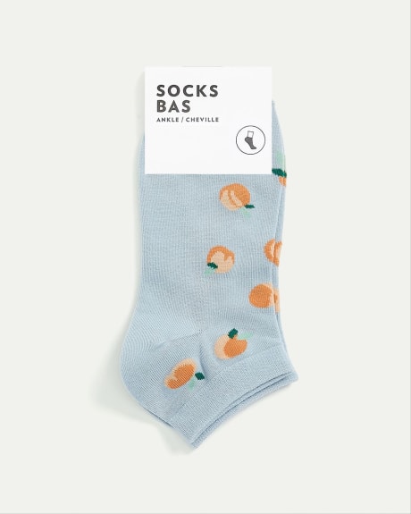 Cotton Anklet Socks with Peaches