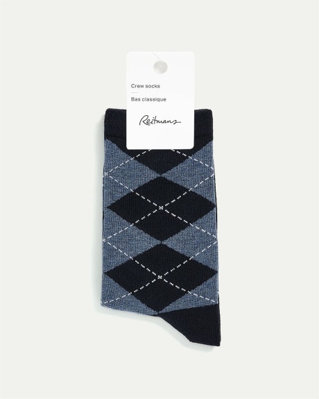 Cotton Socks with Argyle Pattern