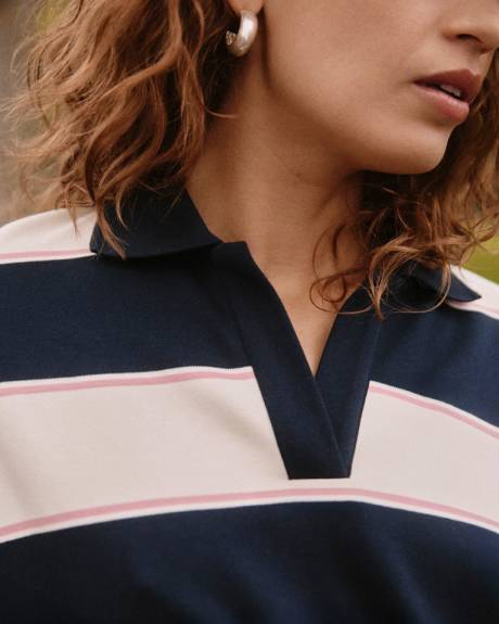 Striped Long-Sleeve Rugby-Style Top