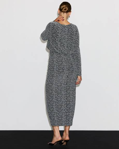 Long-Sleeve Midi Dress Leopard Print