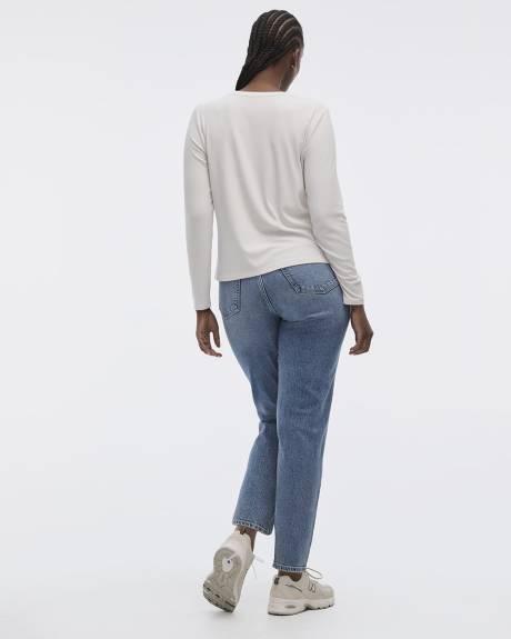 T-shirt côtelé à col rond à manches longues - R Essentials