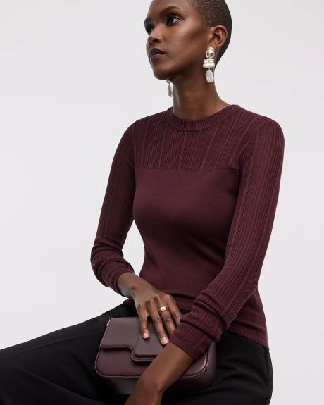 Pull à manches longues et col rond avec empiècement transparent