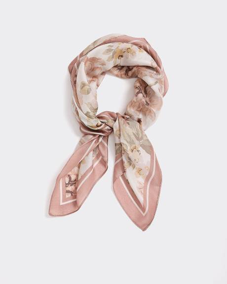 Square Scarf with Floral Pattern