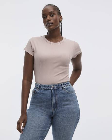 Fitted Crew-Neck Ribbed T-Shirt