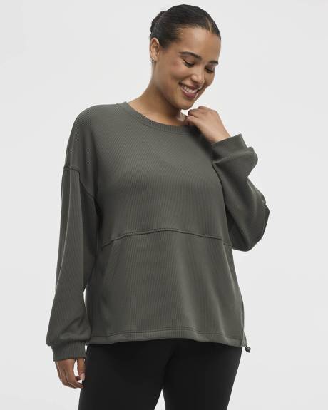 Pull en tricot ottoman à manches longues et col rond - Hyba