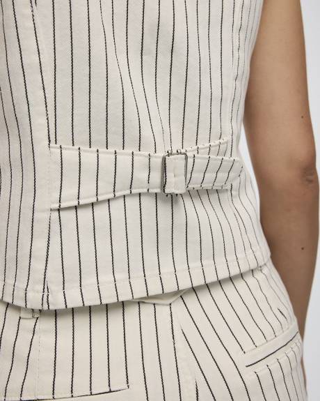 Veste sans manches ray&eacute; en denim