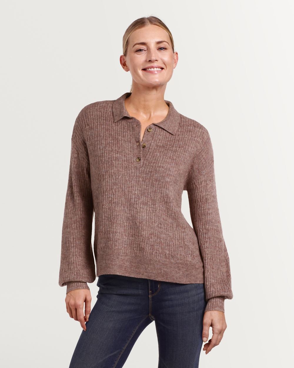 Cable Knit Johnny Collar Pullover