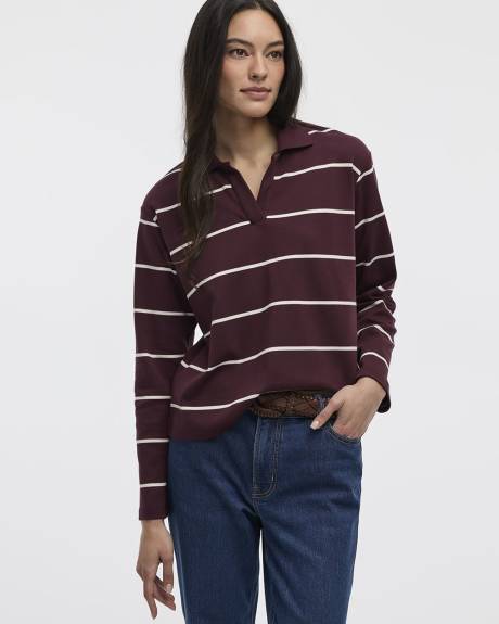 Haut de style rugby rayé à manches longues