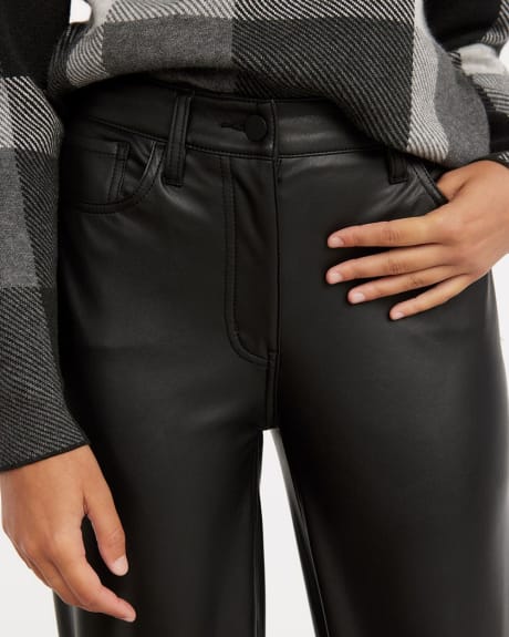 Wide-Leg Super High-Rise Vegan Faux Leather Pants - Petite