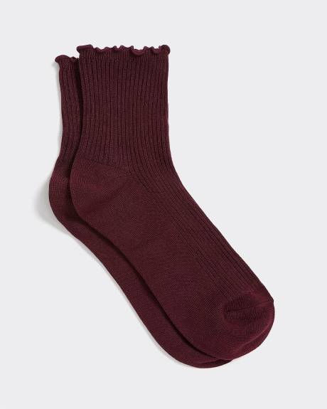Bas cheville en coton avec ourlets ondulés