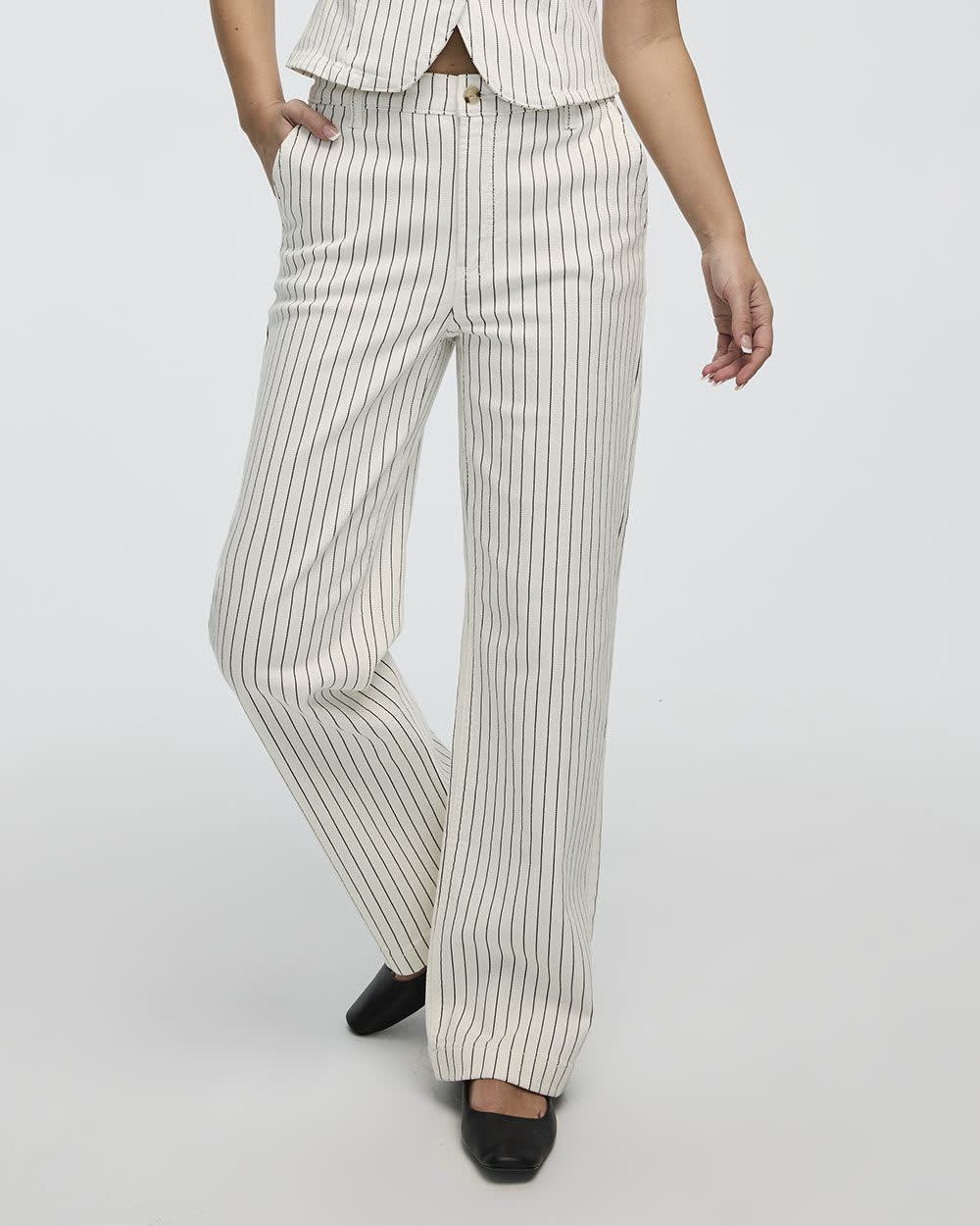 Straight-Leg Mid-Rise Pinstripe Jean - Petite