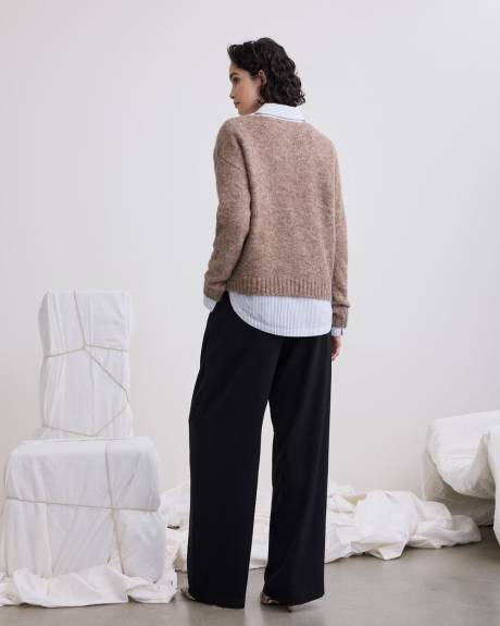 Pull ample &agrave; col bateau et manches longues