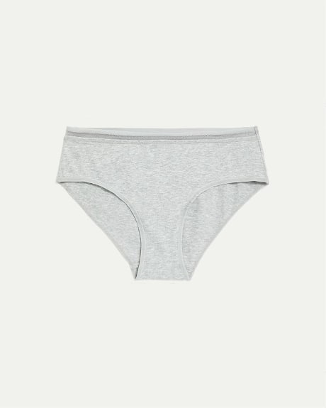 Cotton Hipster Panties with Lace Waistband - R Line