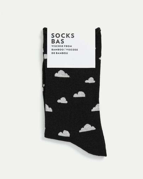 Bamboo Viscose Anklet Socks with Clouds