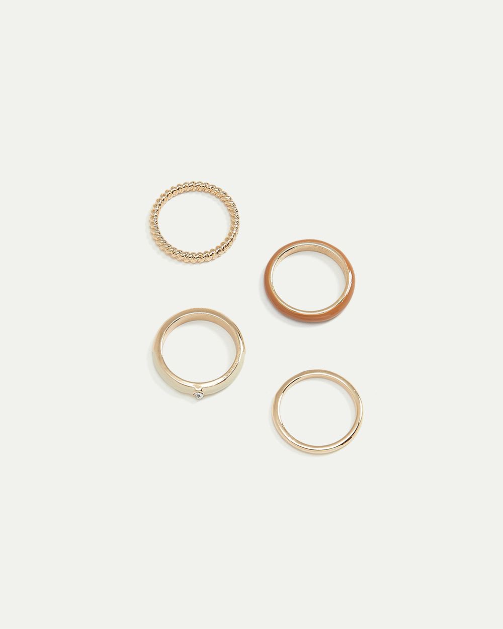Enamel with Stone Rings - Set of 4