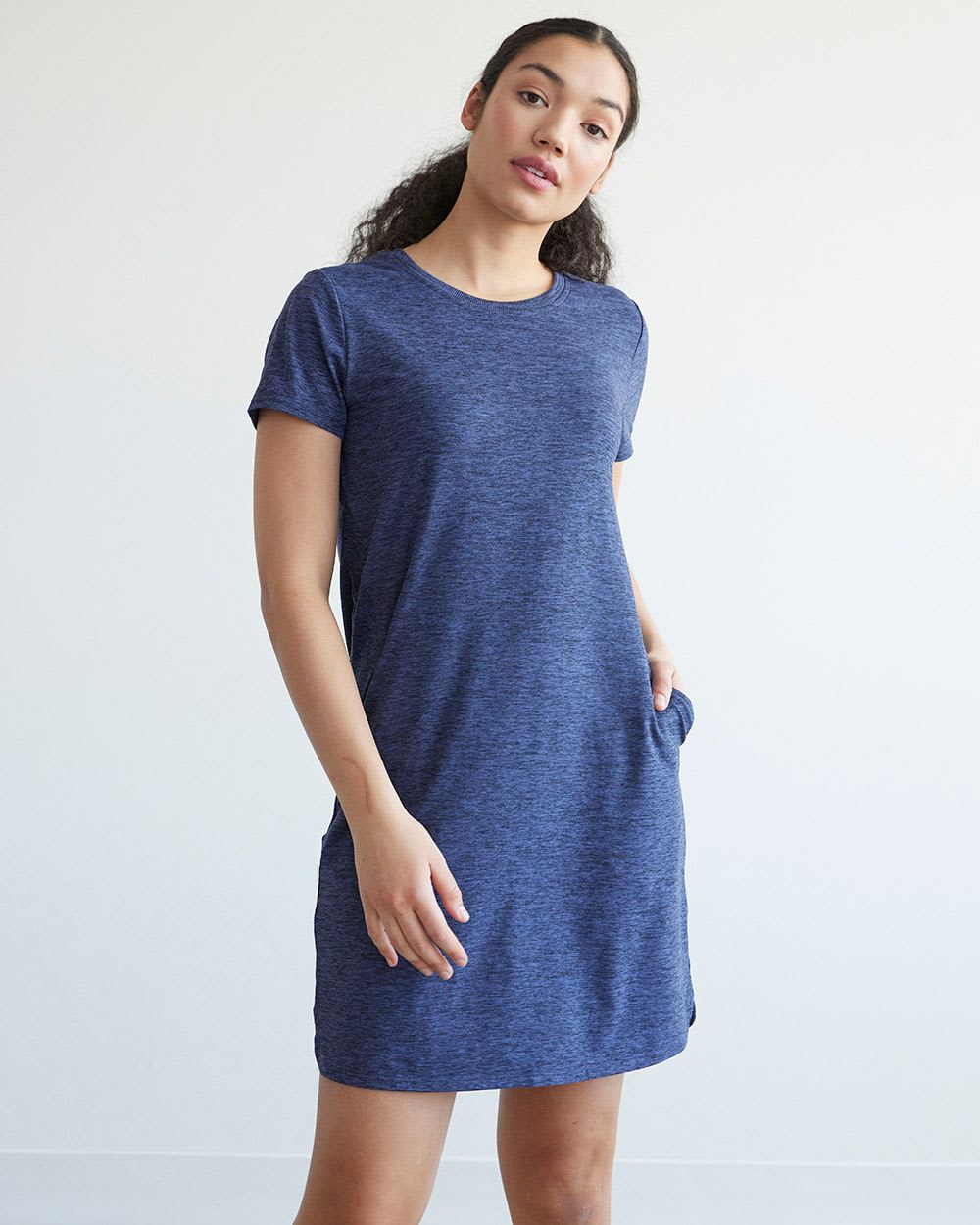 Short-Sleeve Crew-Neck T-Shirt Dress, Dry Lux Hyba