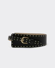 Asymmetrical Faux Leather Belt with Studs