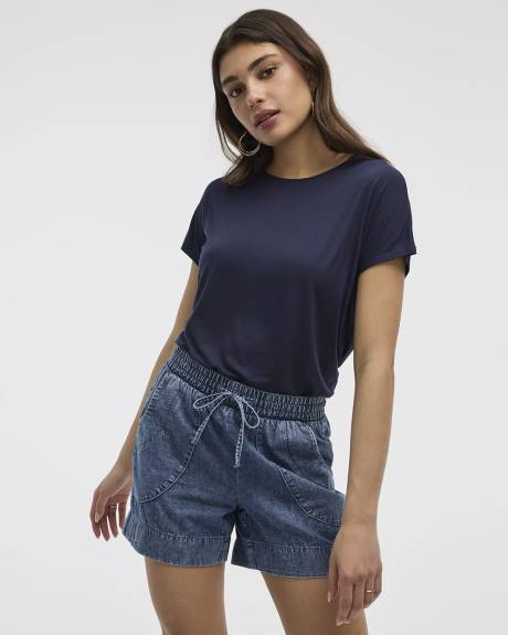 T-shirt à manches courtes dolman et col bateau