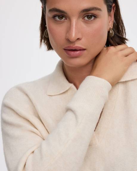 Long-Sleeve Sweater with Johnny Collar