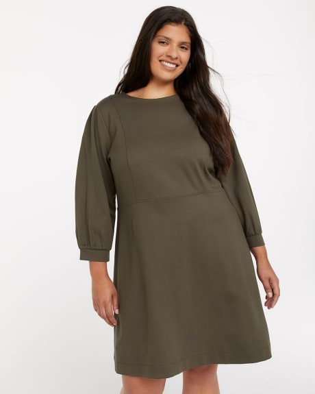 Fit and Flare Dress with Puffy Sleeves