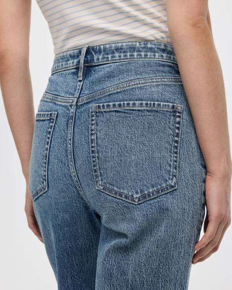 Jean &agrave; jambe fusel&eacute;e et taille haute - Le Mom Jeans - Long