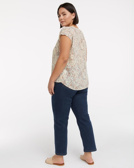 Split-Neck Blouse with Extended Sleeves