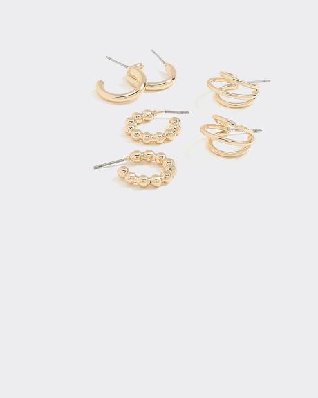 Stainless Steel Hoops - 3 Pairs