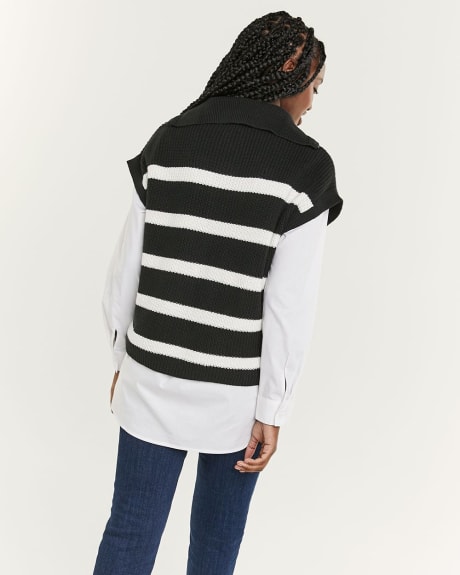 Striped Zip-Up Vest