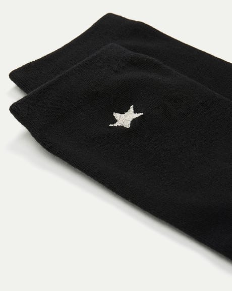 Cotton and Lurex Socks with Star at Hem