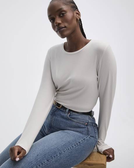 T-shirt côtelé à col rond à manches longues - R Essentials