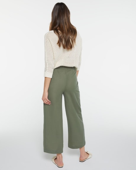 High Rise Pique Wide Leg Cropped Pant - Tall