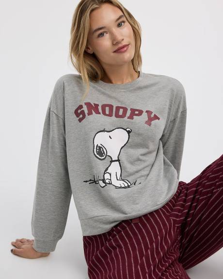 Pull de pyjama Snoopy à manches longues et col rond