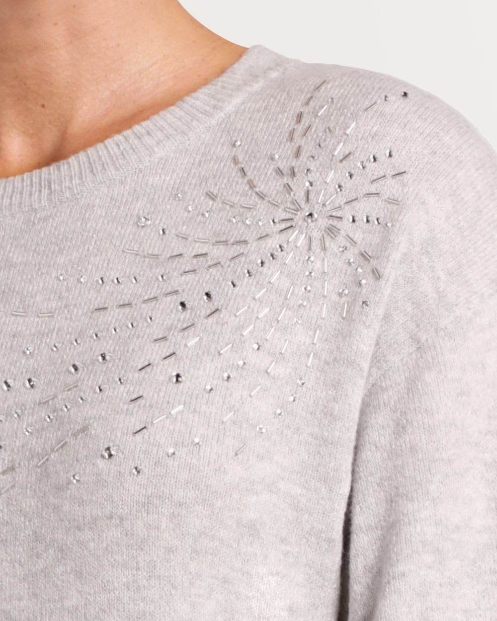 Embroidered Crew Neck Pullover
