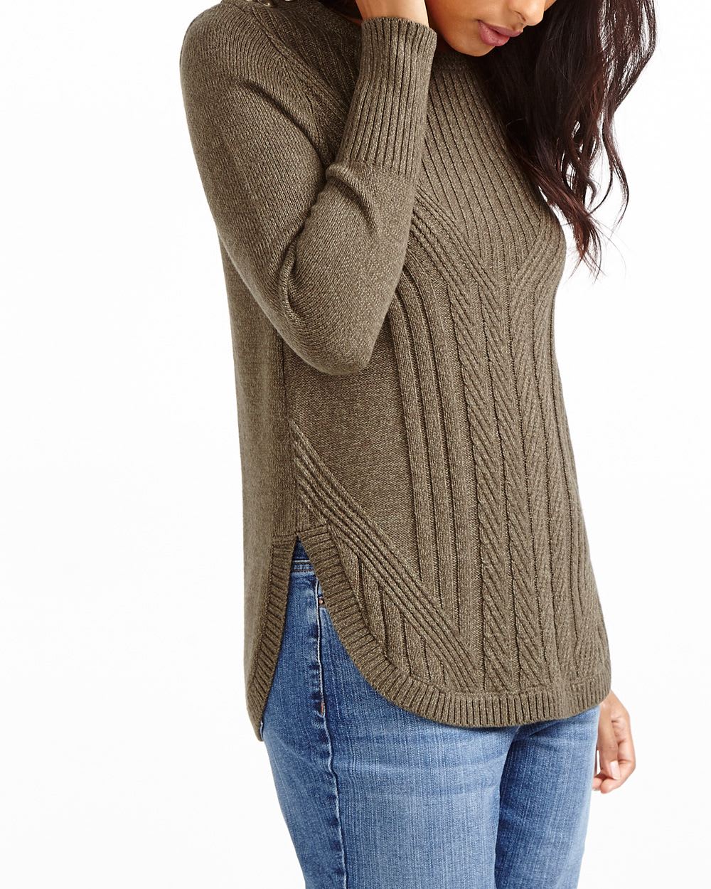 Rounded Hem Solid Sweater | Women 