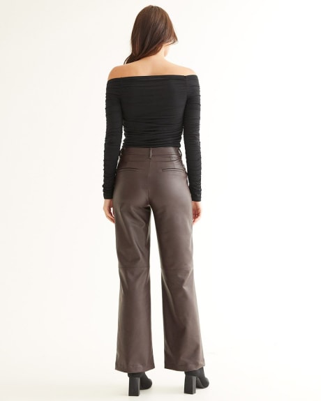 Wide-Leg High-Rise Stretch Faux Leather Pants