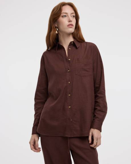 Long-Sleeve Linen-Blend Shirt
