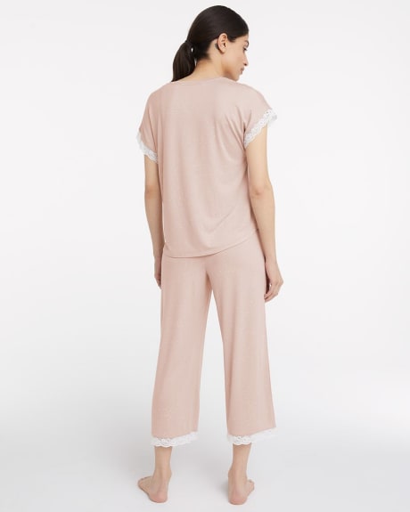 Pantalon de pyjama imprimé écourté et droit